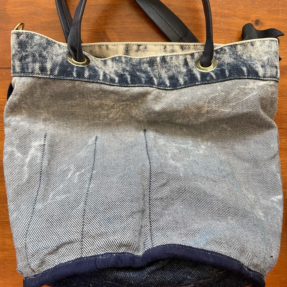 Clare V. Denim Marine Tote and Brass Removable Strap Bundle - Picture 13 of 15